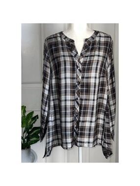 Women's Workshop Republic Clothing Plaid Shirt 1X Black White